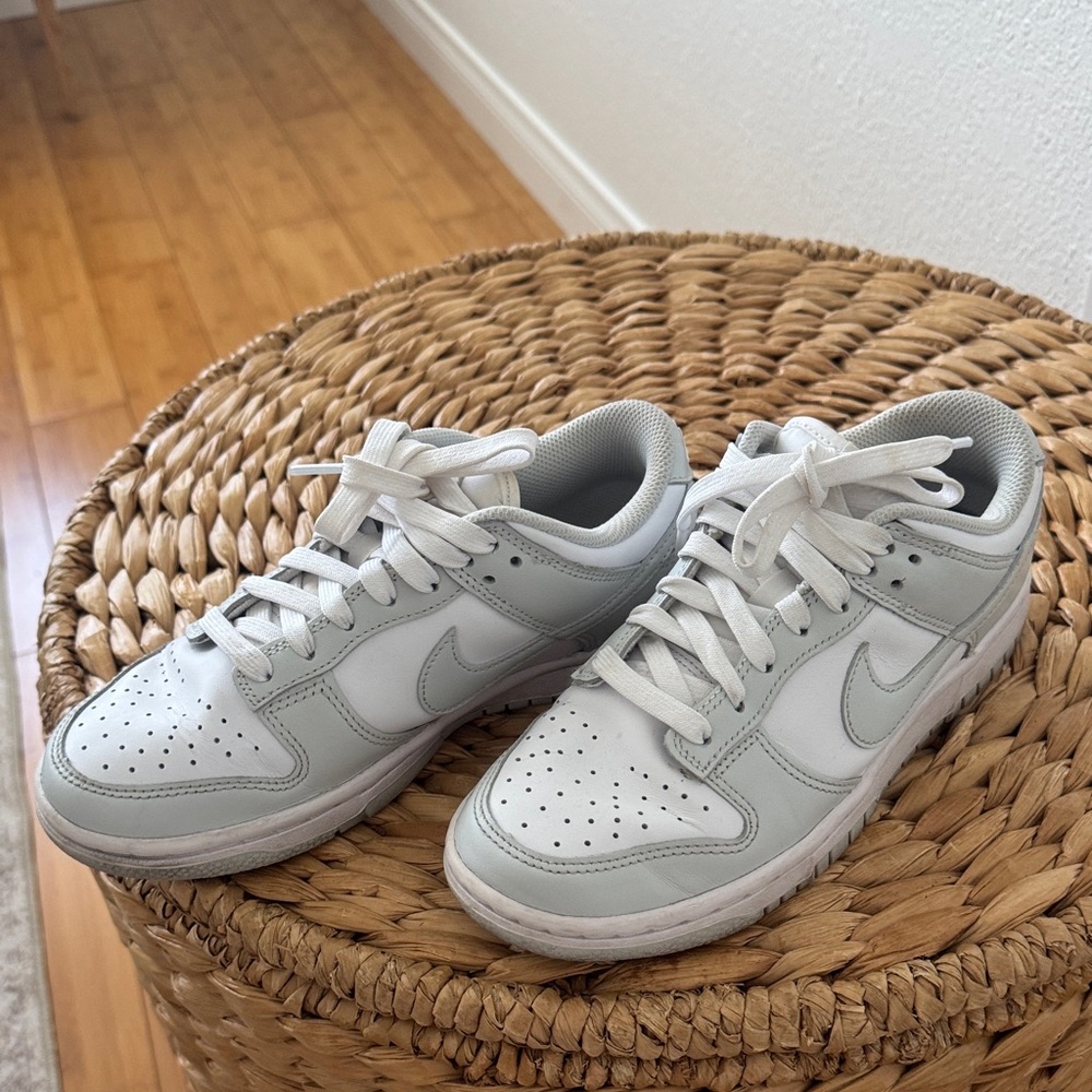Nike White and Light Gray Dunks Sneakers